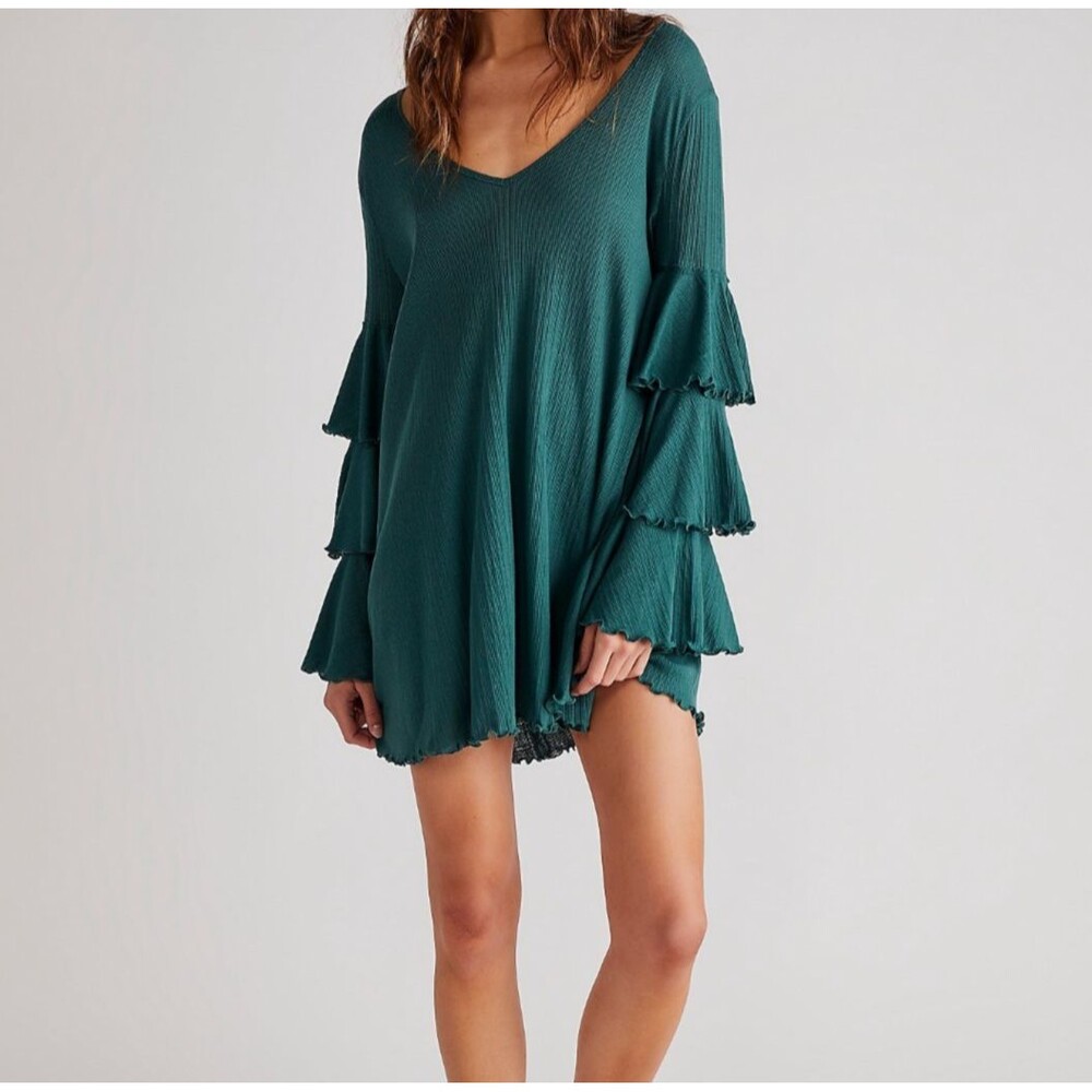 Free People Beach Boho Tunic Top Cover Up Mini dress SZ LG